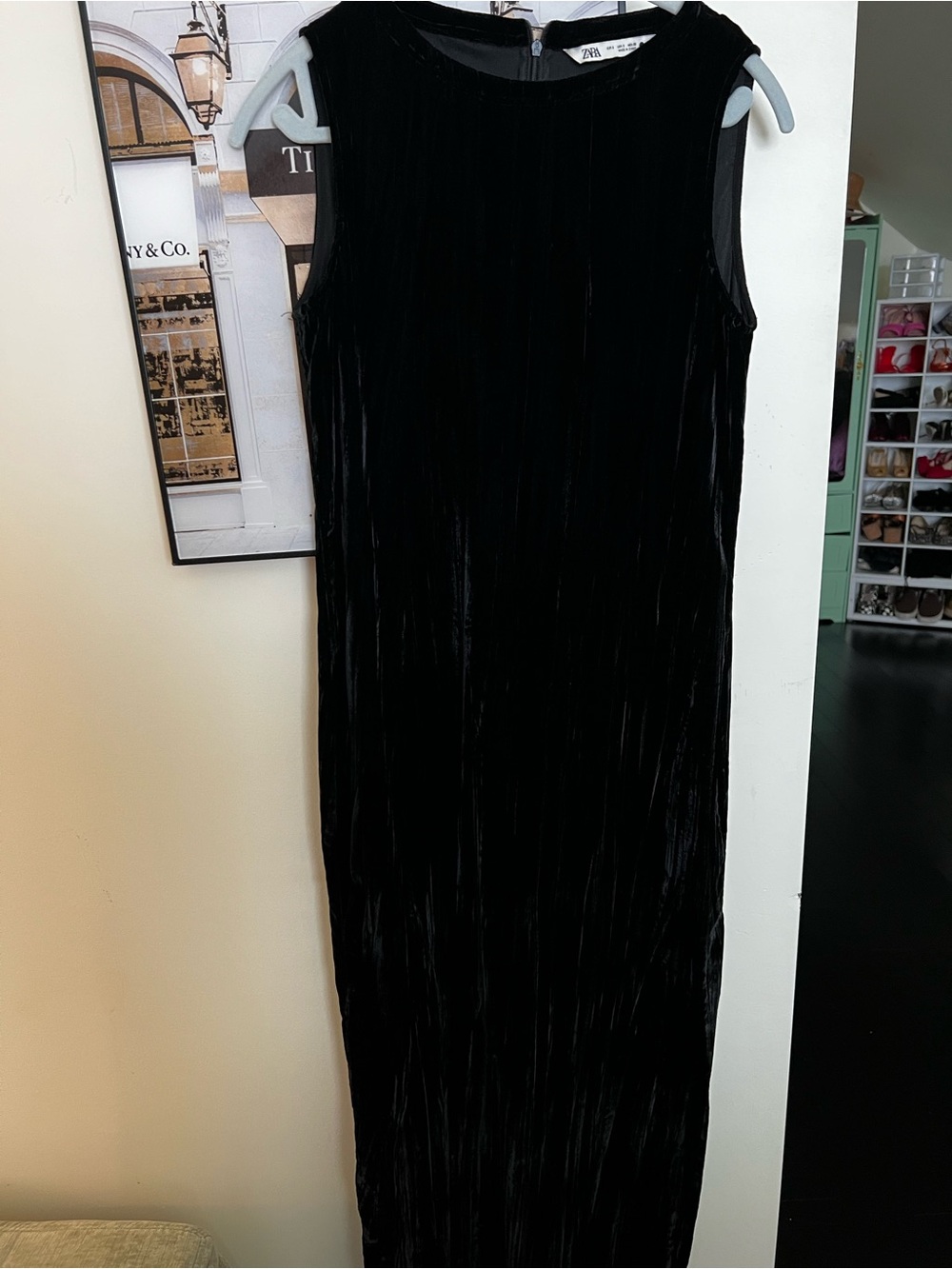 ZARA Black Sleeveless Velvet Maxi Dress